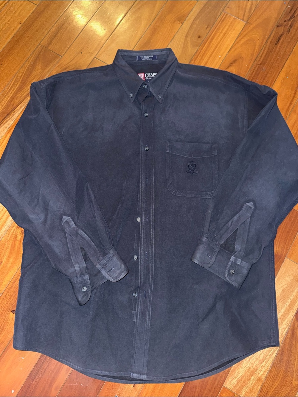 Chaps Ralph Lauren Men’s Navy Blue Button-Down Suede Shirt Jacket
